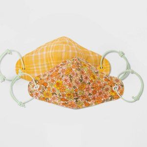Women's 2pk Adjustable Fit Face Mask - Wild Fable™ Yellow One Size